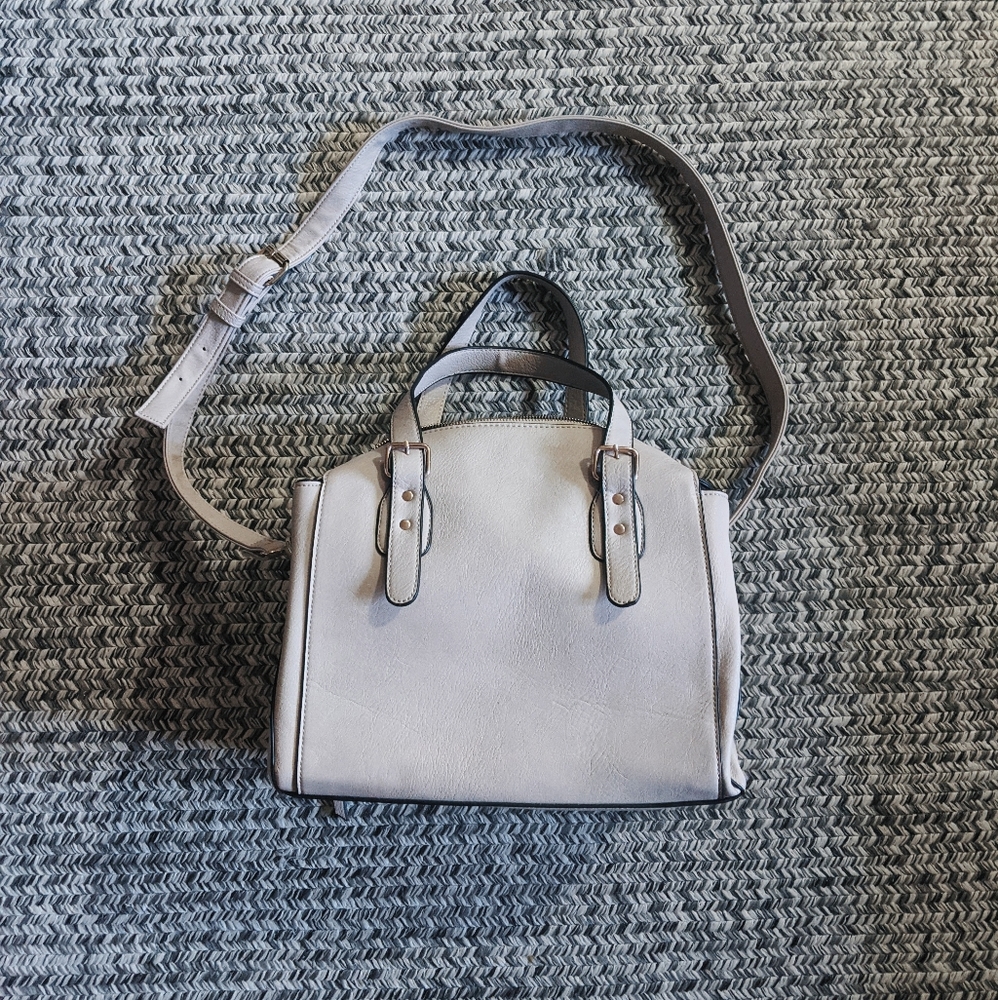 Forever21 Gray Structured Faux Leather Satchel Bag